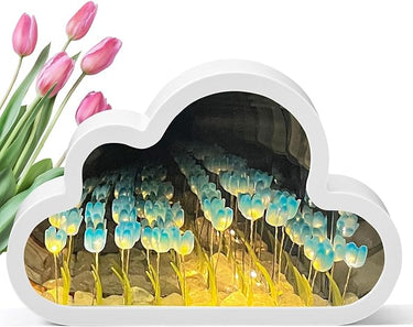 TaimeiMao Lampara Tulipanes,Lámpara Tulipán Espejo Nube,Lámpara Tulipán para Dormitorio,Sala de Estar,Escritorio,Decoración Del Hogar (2 azul)